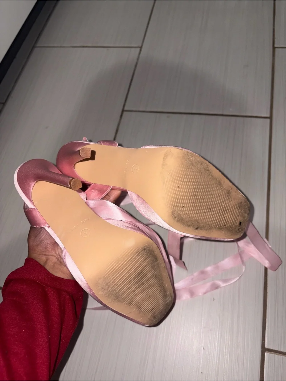 Pink Satin Lace-Up Ballet Heels